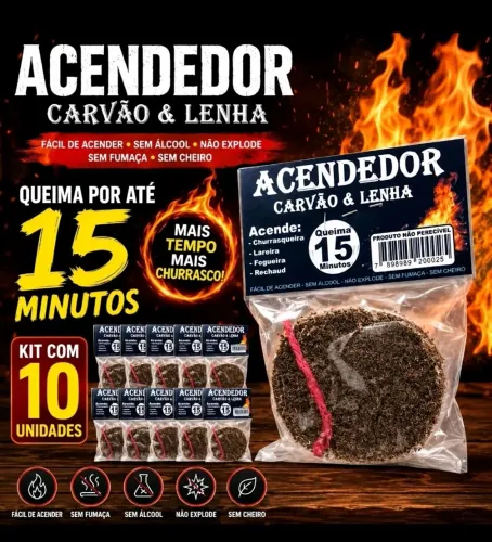 Acendedor de Churrasqueira kit 10 peças