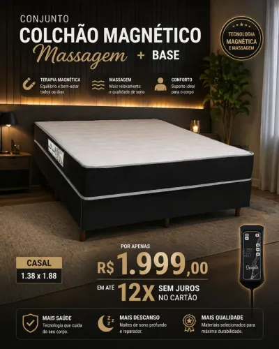 Conjunto Colchão Magnético Massagem + Base Casal