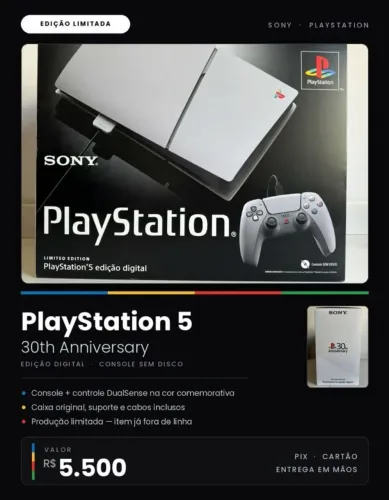 Playstation 5 Versão 30 Yers Novo