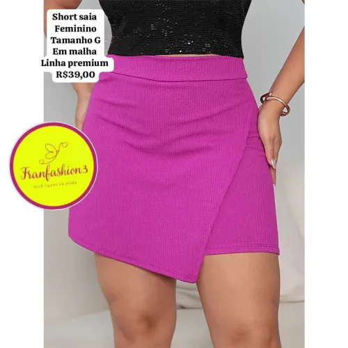 Short saia feminino em malha linha premium