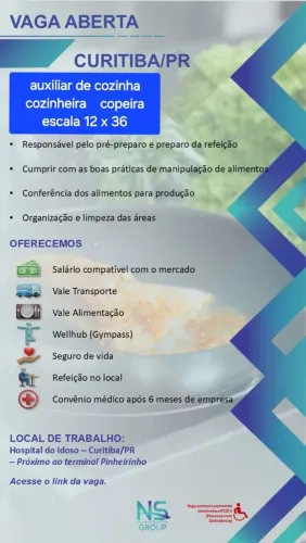 Curitiba - auxiliar de cozinha 12x36 / estoquista 5x2