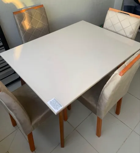 Mesa Tampo de Vidro 4 Cadeiras NOVO