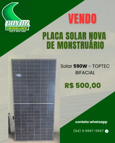 PLACA SOLAR NOVA DE MONSTRUÁRIO - Solar 590W - TOPTEC BIFACIAL