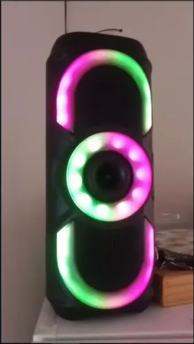 CAIXA DE SOM PORTÁTIL BLUETOOTH COM LED