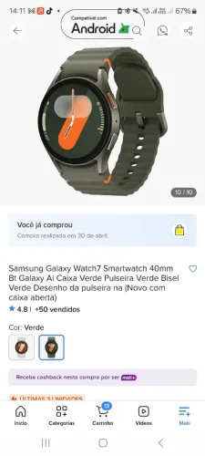 Samsung watch 7 novo