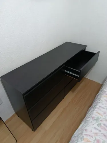 Cômoda Grande Preta (6 Gavetas)