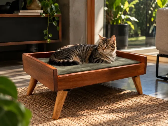 Caminha Artesanal para Pet em Madeira Maciça - Sob Encomenda