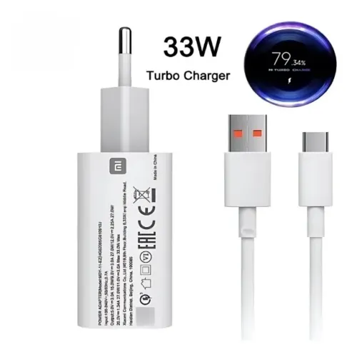 Kit Carregador Xiaomi Original 33w 100% Compatível Cabo USB + Fonte 33w