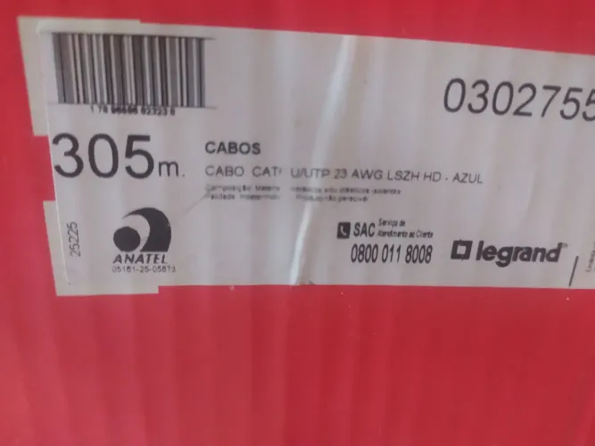 Caixa UTP Cat6 AWG Azul Legrand 204m