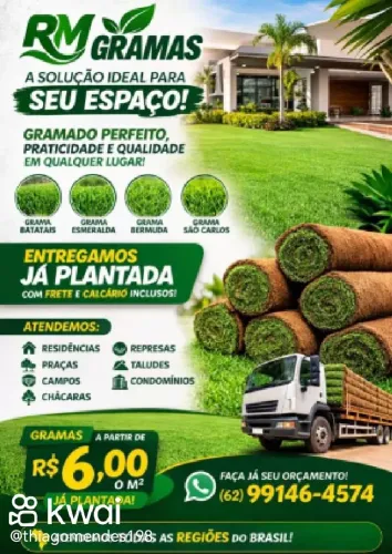 Grama aparti de 6 reais o metro já com tudo incluso 