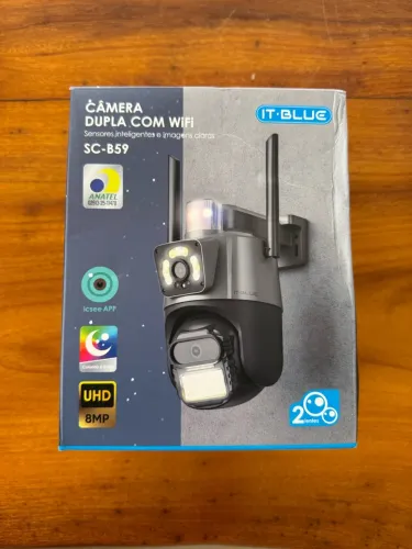 Câmera de Segurança Externa IP WiFi Dupla Lente 360° App iCSee + Alarme