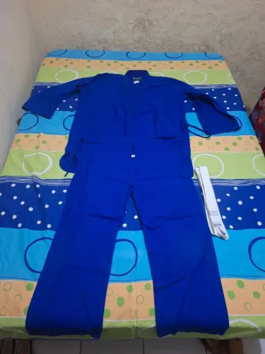Kimono jiu-jitsu marca Torah Atama A2 azul seminovo faixa branca