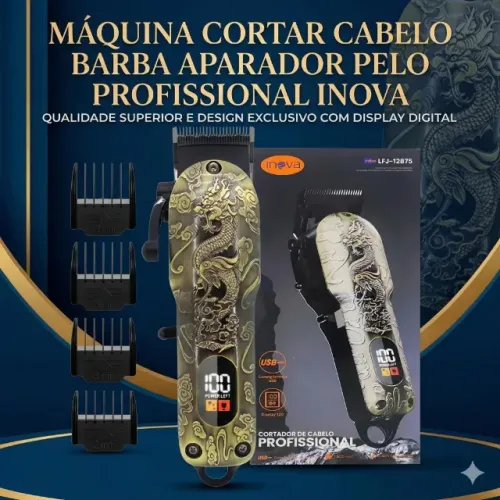 Máquina de Barbear LFJ-12875 Profissional Digital com Função Turbo Display Digital