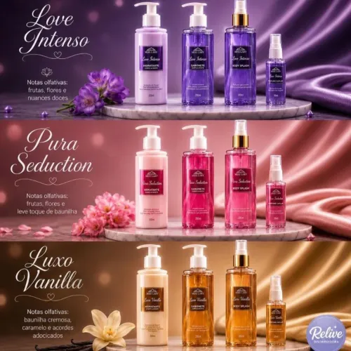 Combo completo Miss Lary 4 itens, hidratante,sabonete corpo e rosto,Body splash perfume
