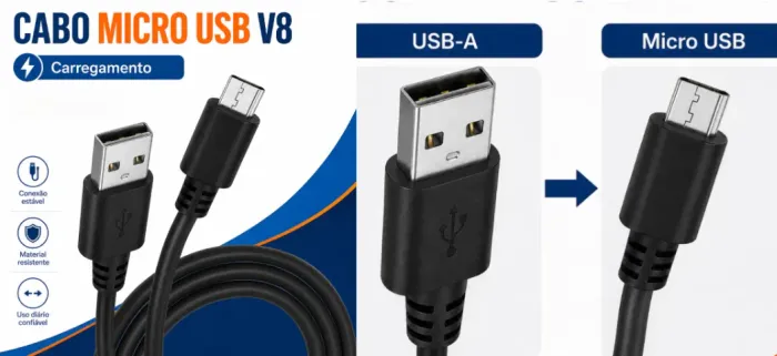 Cabo de Carregamento V8 Micro-USB