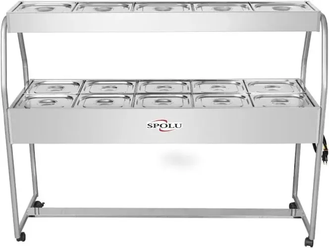 Ac buffet duplo inox 10 quente 5 frio