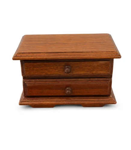 Mini Cômoda Porta-Joias em Madeira Maciça com 2 Gavetas - Peça Vintage Decorativa