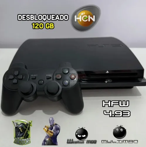 PS3 Slim Desbloqueado HEN 120GB + 1.000 Jogos