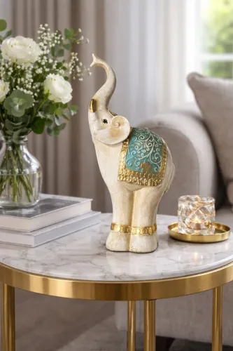 Escultura Elefante Artesanal Gesso 