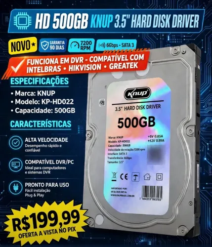  HD 500GB KNUP - NOVO 