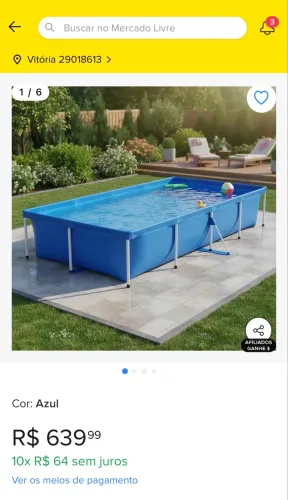 Piscina de 3000 litros seminova