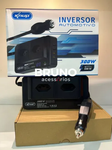 INVERSOR AUTOMOTIVO KNUP 300W - 12V PARA 110V