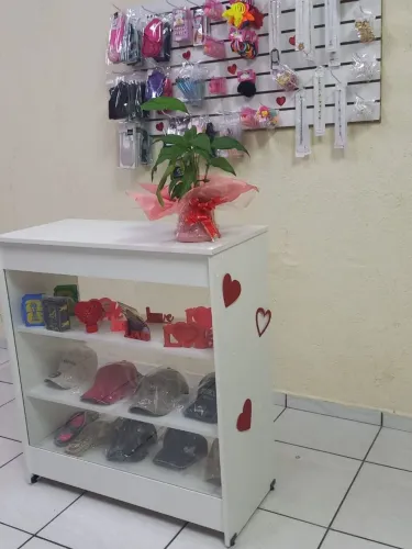 Vendo itens de loja de roupas, balcão e mercadorias do P ao G3 .