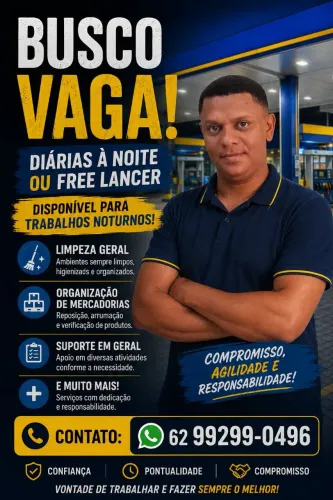 Tenho alguns cursos na área de segurança patrimonial e pública, busco free lancer a noite