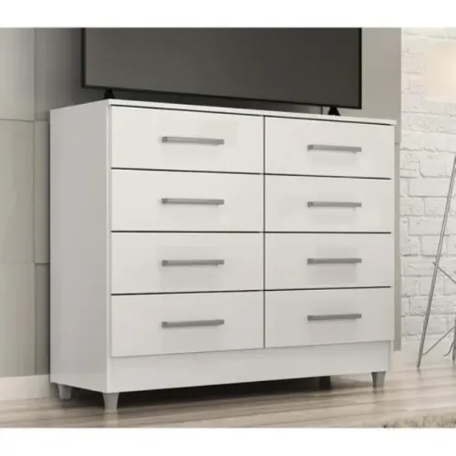 Cômoda Raissa Dupla 8Gvs Branco Quarta Divisão - Entrega Rápida! 