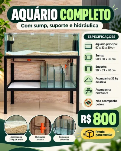 Aquário com móvel e sump