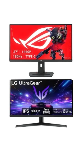 Kit com 2 Monitores Gamer 27" 180Hz ASUS ROG Strix QHD + LG UltraGear FULL HD
