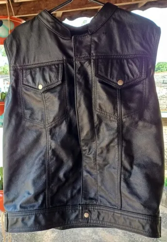 Colete de Couro para Motociclista, Masculino Tam. G