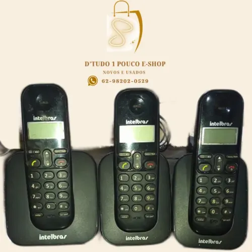 Telefone Sem fio Intelbras - 3 Ramais /Identificador de chamadas- Preto- USADO
