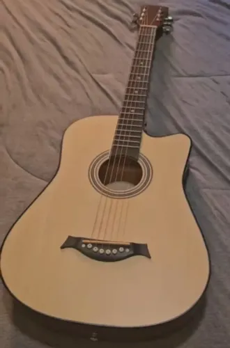 Violão Acústico Novo para iniciantes - Corda de Aço - Brinde: palheta e conjunto de cordas
