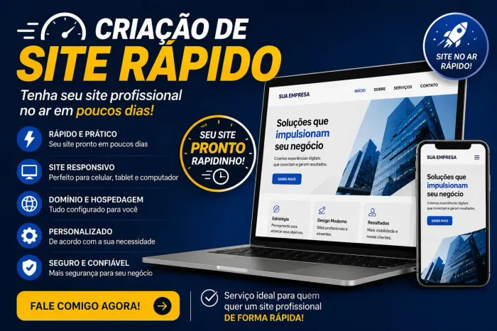 ? CRIAÇÃO DE SITE RÁPIDO E PROFISSIONAL
