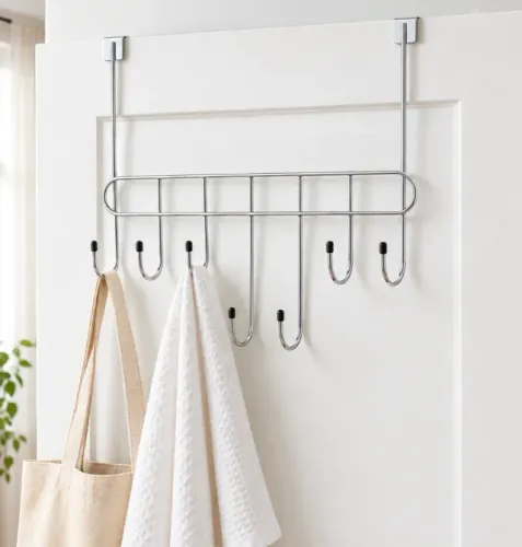 Suporte Para Pendurar Roupas Cabideiro De Porta Cromado Inox