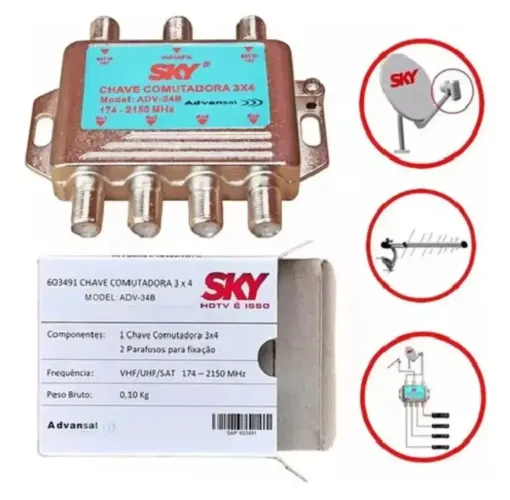 Chave comutadora sky 3x4 serve como diplex