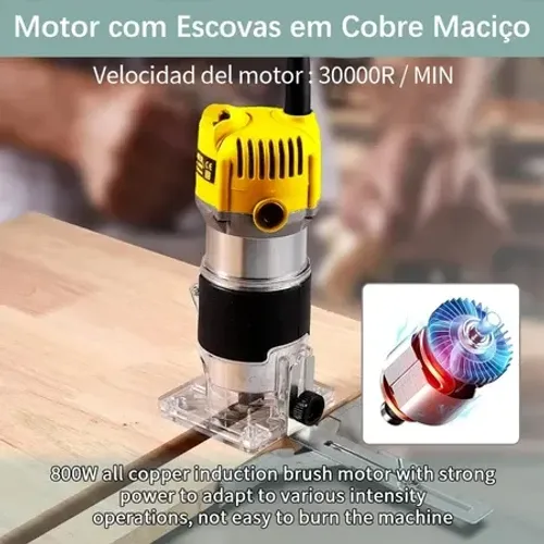 Tupia Laminadora 800W e Jogo de Fresas 15 Peças Acabamento Profissional
