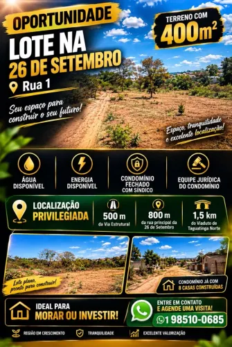 Lote 400m2 no cond. Dubai - 26 de setembro