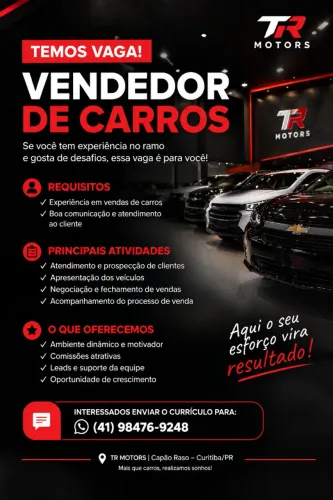 Vaga Vendedor de Carros