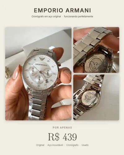 Relógio Emporio Armani  Cronógrafo em Aço Inoxidável (Modelo AR2434)