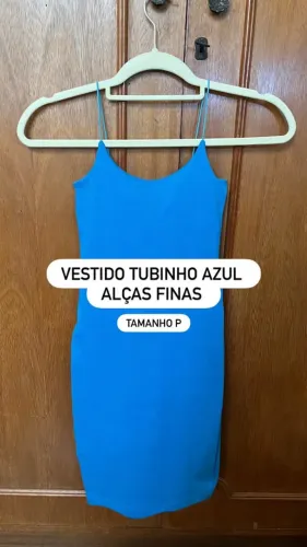 Vestido Tubinho Azul Alças Finas (tam. P)