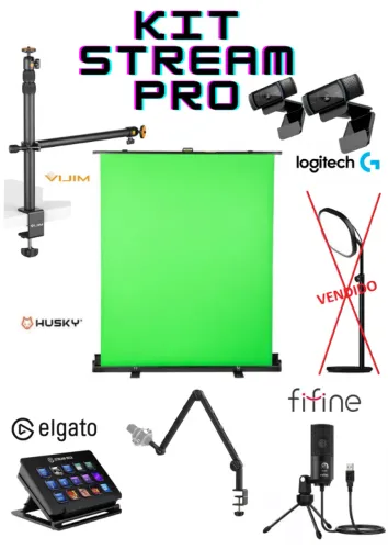 Kit Studio Stream Completo Profissional - Elgato, Logitech, VIJIM e +