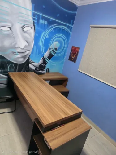 Mesa para escritório formato em L com 3 gavetas, super nova
