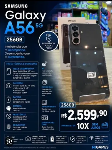 Troco a56 5g novo em iphone
