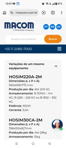 MAQUINA DE GELO HOSHIZAKI MACOM HOSIM220A-2M<br>MAQUINA DE GELO HOSHIZAKI MACOM