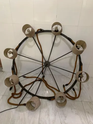 Lustre Pendente Rústico 8 Lâmpadas - Estilo Industrial Com Corda