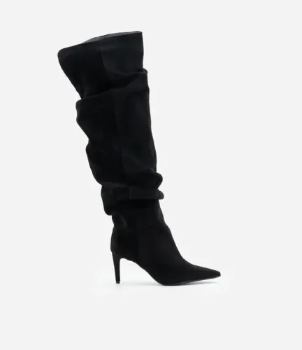 Bota over the knee preta suede cano alto 34