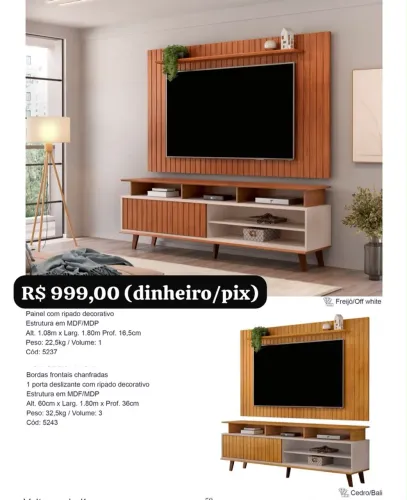 Rack com painel 1,80 largura - Promoção