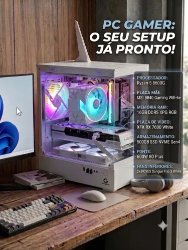 PC Gamer Ryzen 5 8600g + RX 7600 white